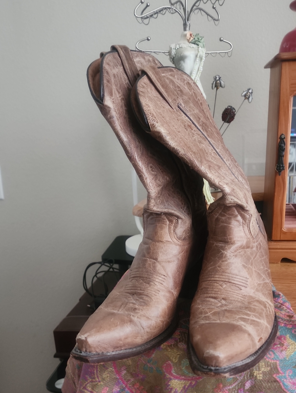 Stetson Brown Leather Women's Heeled Cowboy Boots